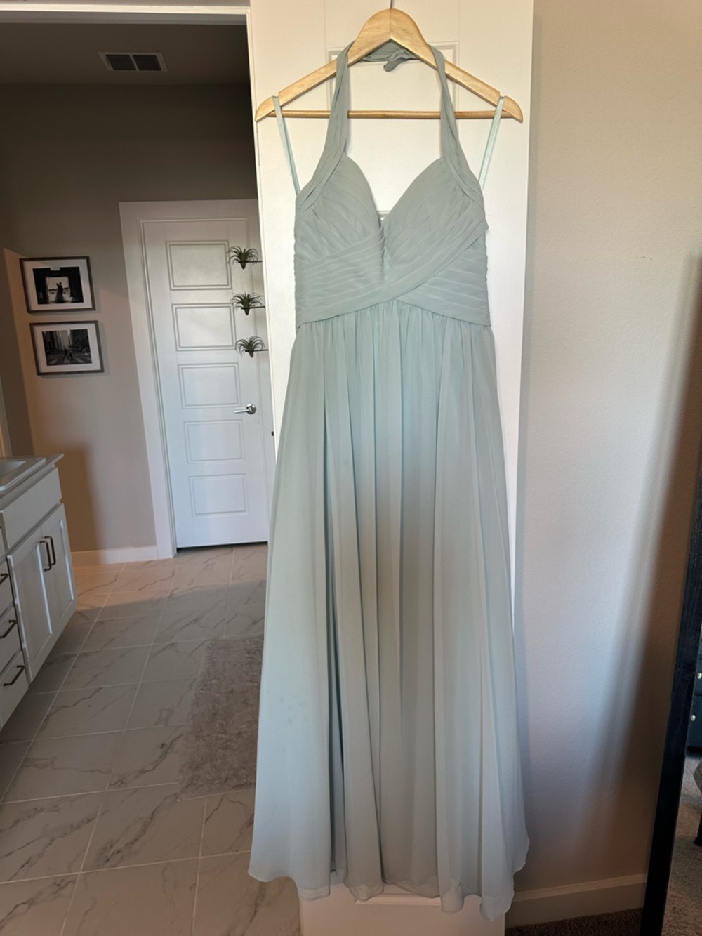 Kennedy Blue Ginger Bridesmaid Dress - Halter Chiffon Maxi Dress in Light Sage
